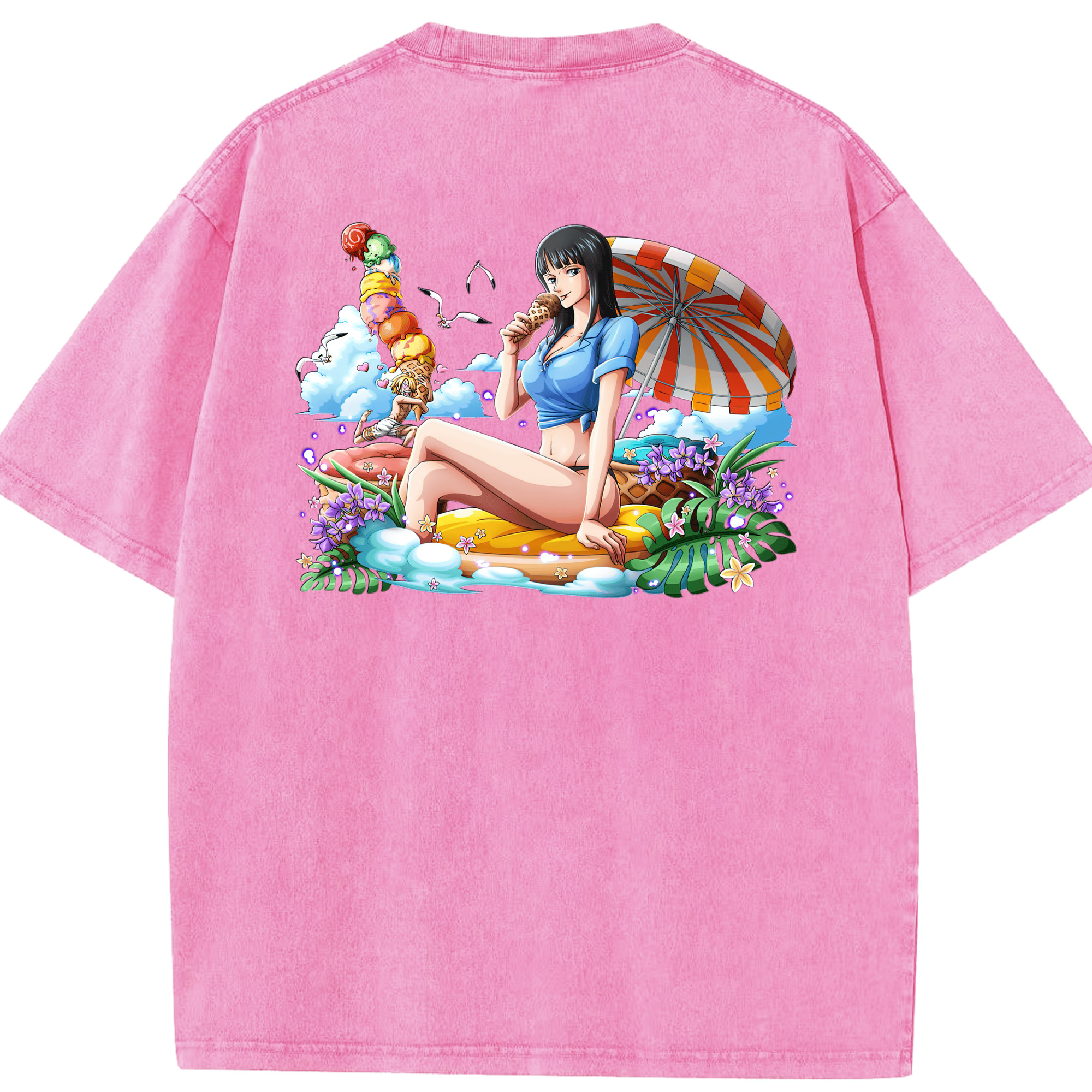 ワンピース ニコ・ロビン ONE PIECE Nico Robin 綿100% ヴィンテージ風 半袖Tシャツ（背面プリント）
